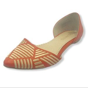 Restricted D’Orsay Orange Gold Embroidered Flats 8 Slip On